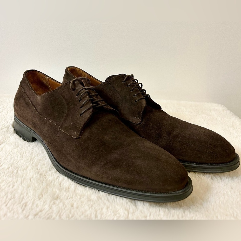 Aquatalia Men’s Decker Suede Oxford Dark Brown Dress Shoe Size 11